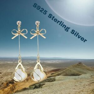 18k over 925 Sterling Silver Drop  Earrings